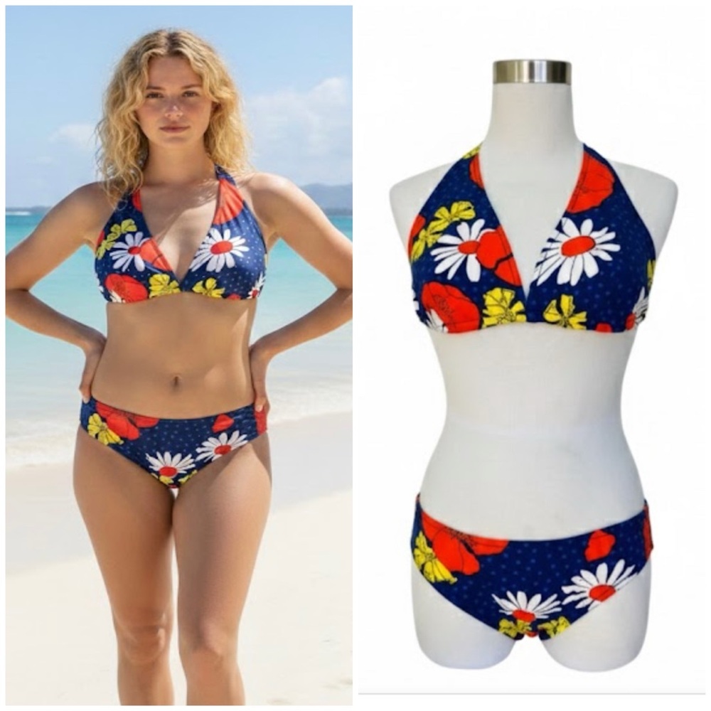 VTG 70s The Ostrich Farm Mod Daisy Halter Bikini Set Deadstock Mervyn's VTG 7